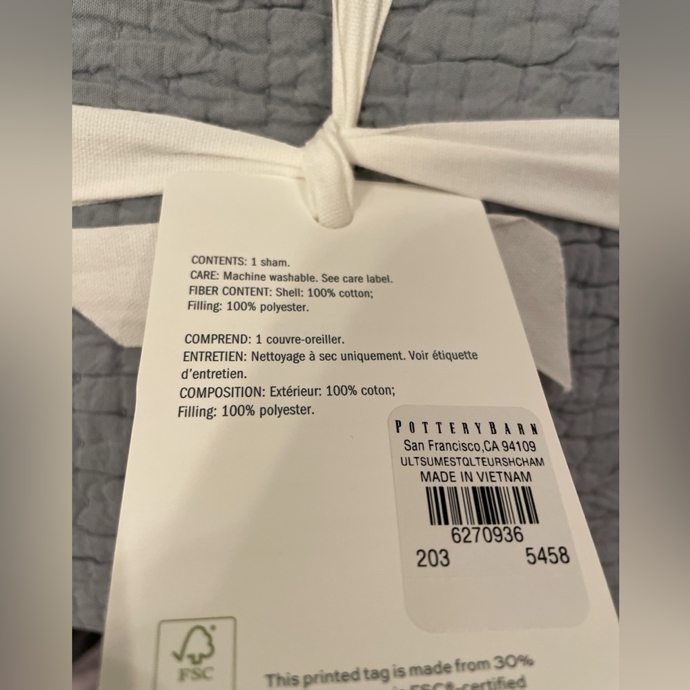 Pottery Barn Ultimate Summer Essential Quilted Sham Chambray Euro - Picture 5 of 6